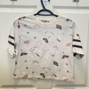Pull & Bear White Graphic Crop T-Shirt